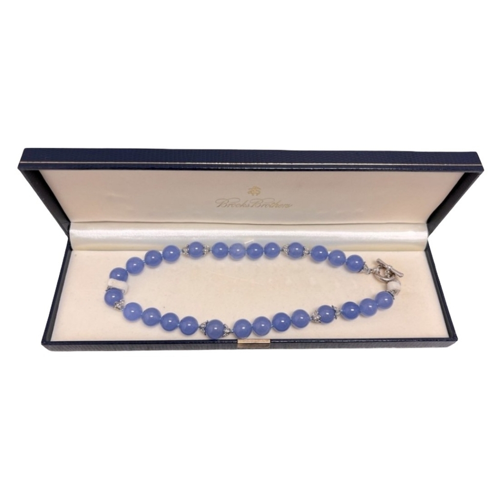 Brooks Brothers Blue/Purple Beaded Necklace NWT | Silver Tone Clasp | #41711